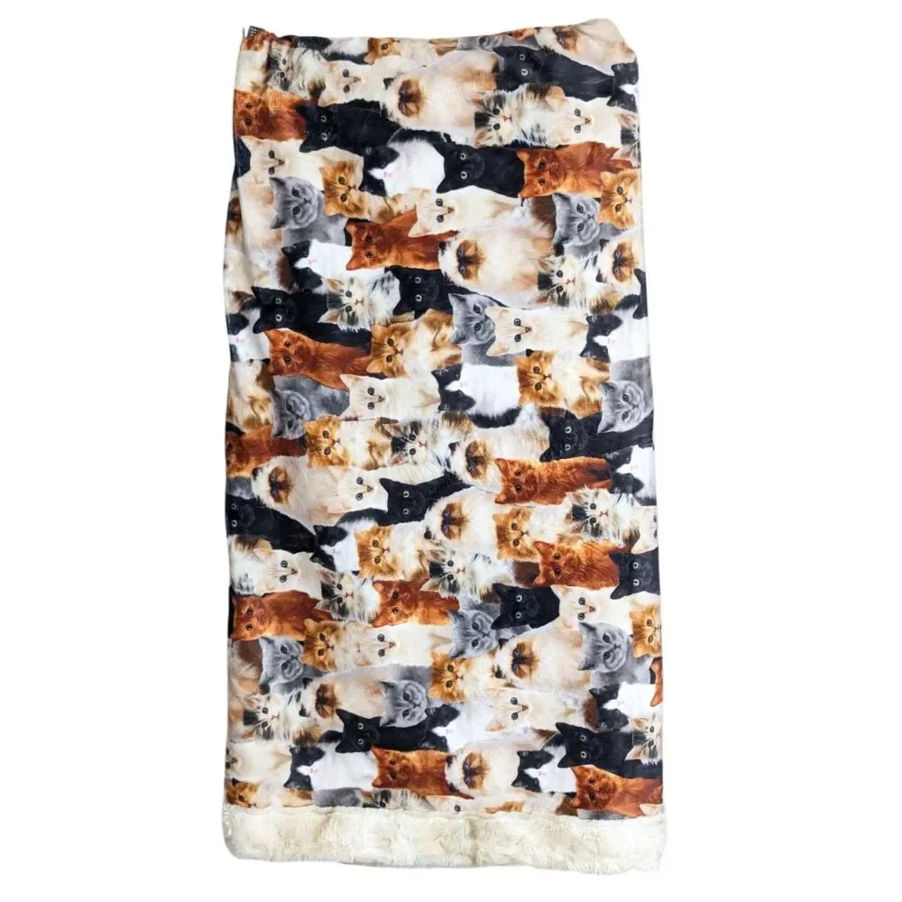 EUC All Over Cat Print Throw Blanket SOFT COZY Unique 64